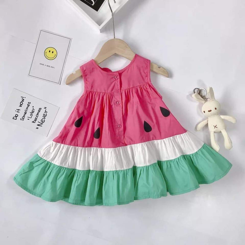 Vestido Delicious Melancia - Tamanhos de 18 meses a 6 anos