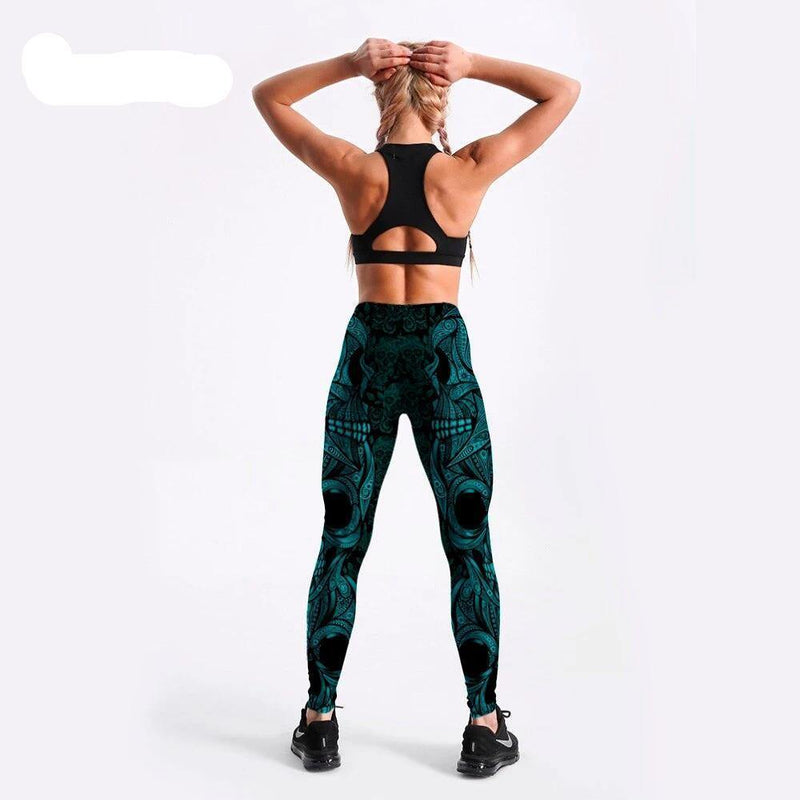 Calça Legging Cintura Alta Green Skull - Penny Lane