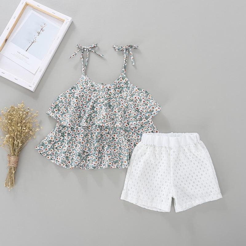 Conjunto Summer Blusa Babados de alcinha com Shorts - Tamanho de 0 a 5 anos