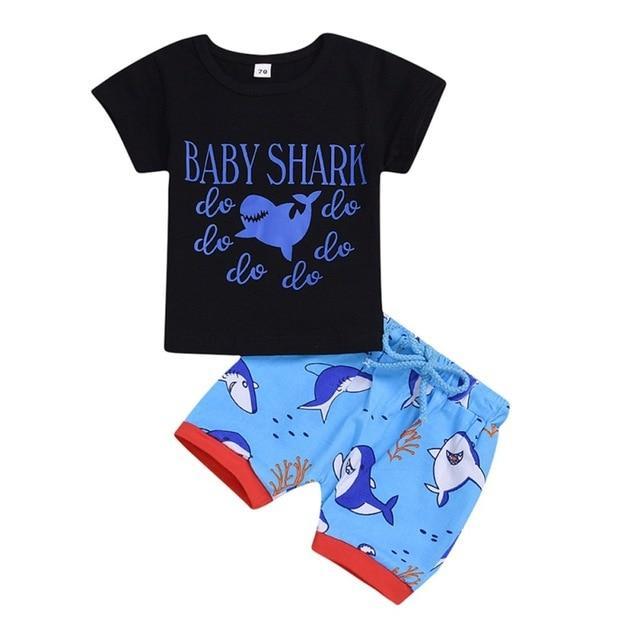 Conjuntos Estampas Dino e Baby Shark - Tamanhos 0 a 3 anos