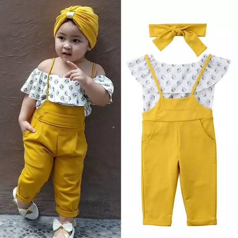 Conjunto Macacão com Cropped Ciganinha e Faixa - Tamanhos de 1 a 6 anos