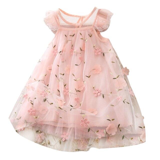 Vestido Princesa Floral Bordado - Tamanhos de 1 a 6 anos