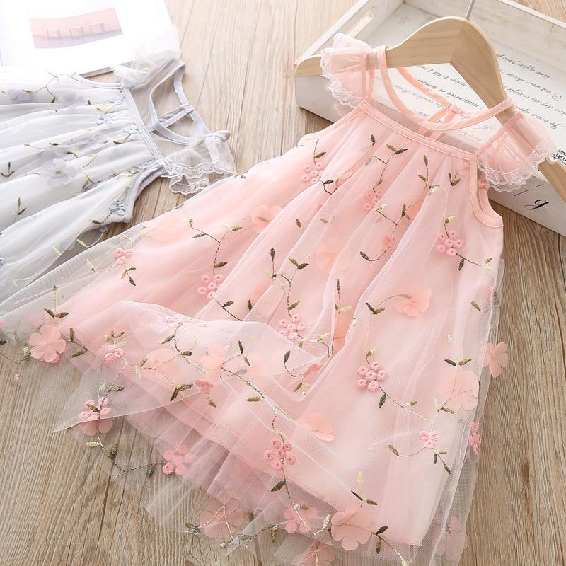 Vestido Princesa Floral Bordado - Tamanhos de 1 a 6 anos